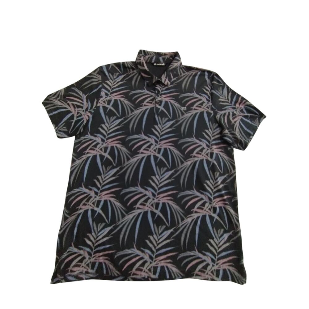 Travis Mathews Mens size XXL Buzz Words Tropical Leafy Casual Golf Luxury Polo